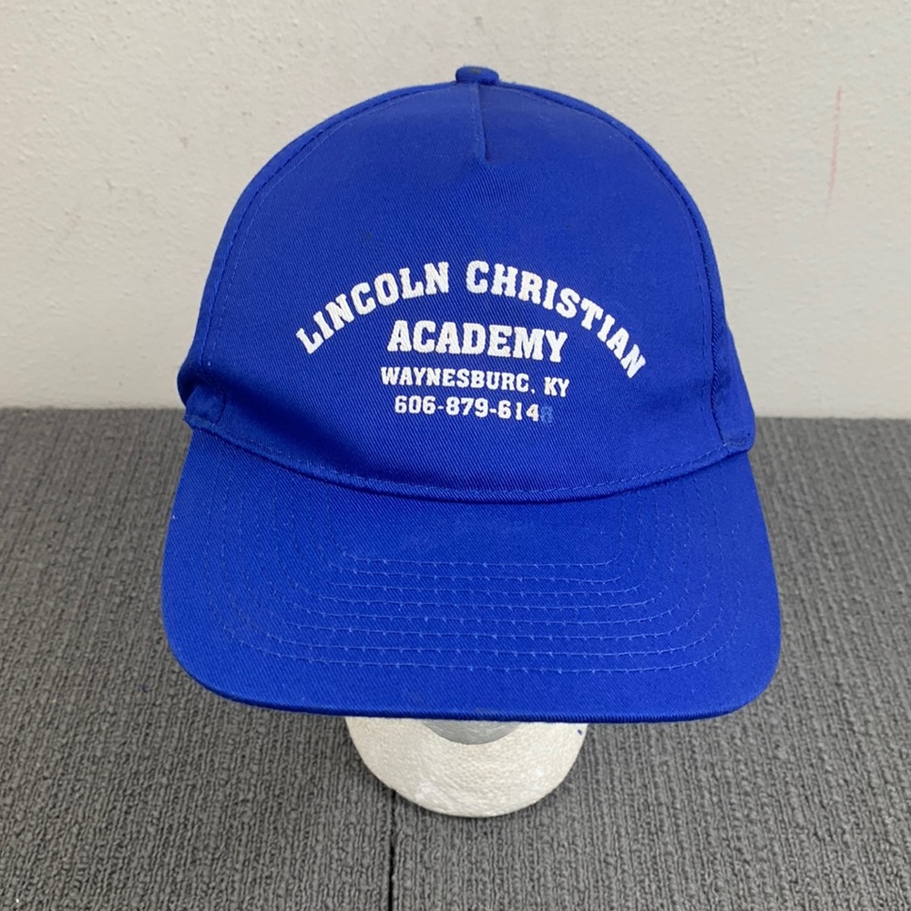 Lincoln Christian Academy Baseball Hat Mens Adjustable Blue White Strapback